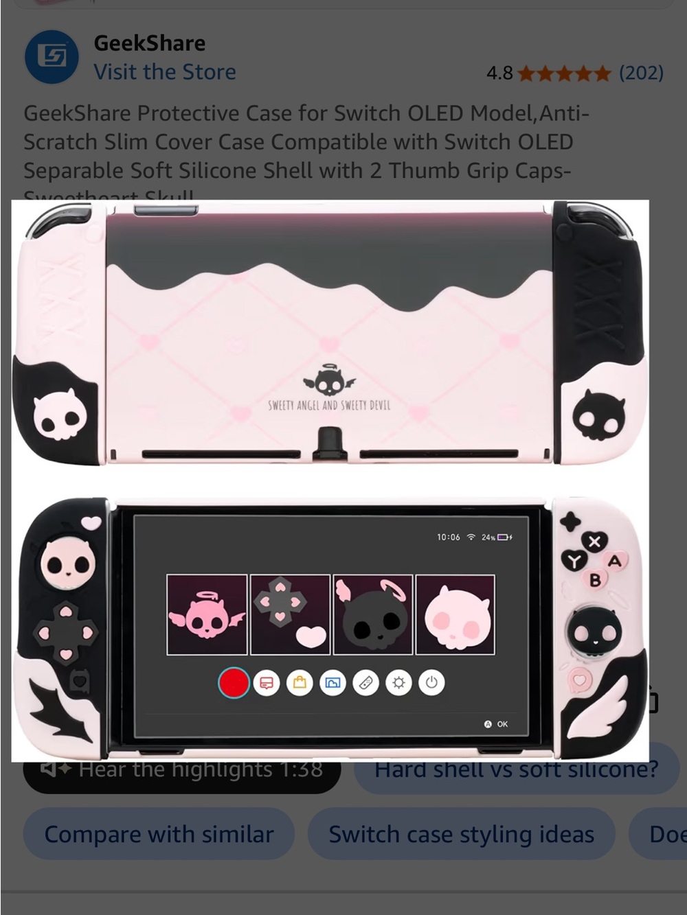 Pink GeekShare Protective Case for Nintendo Switch